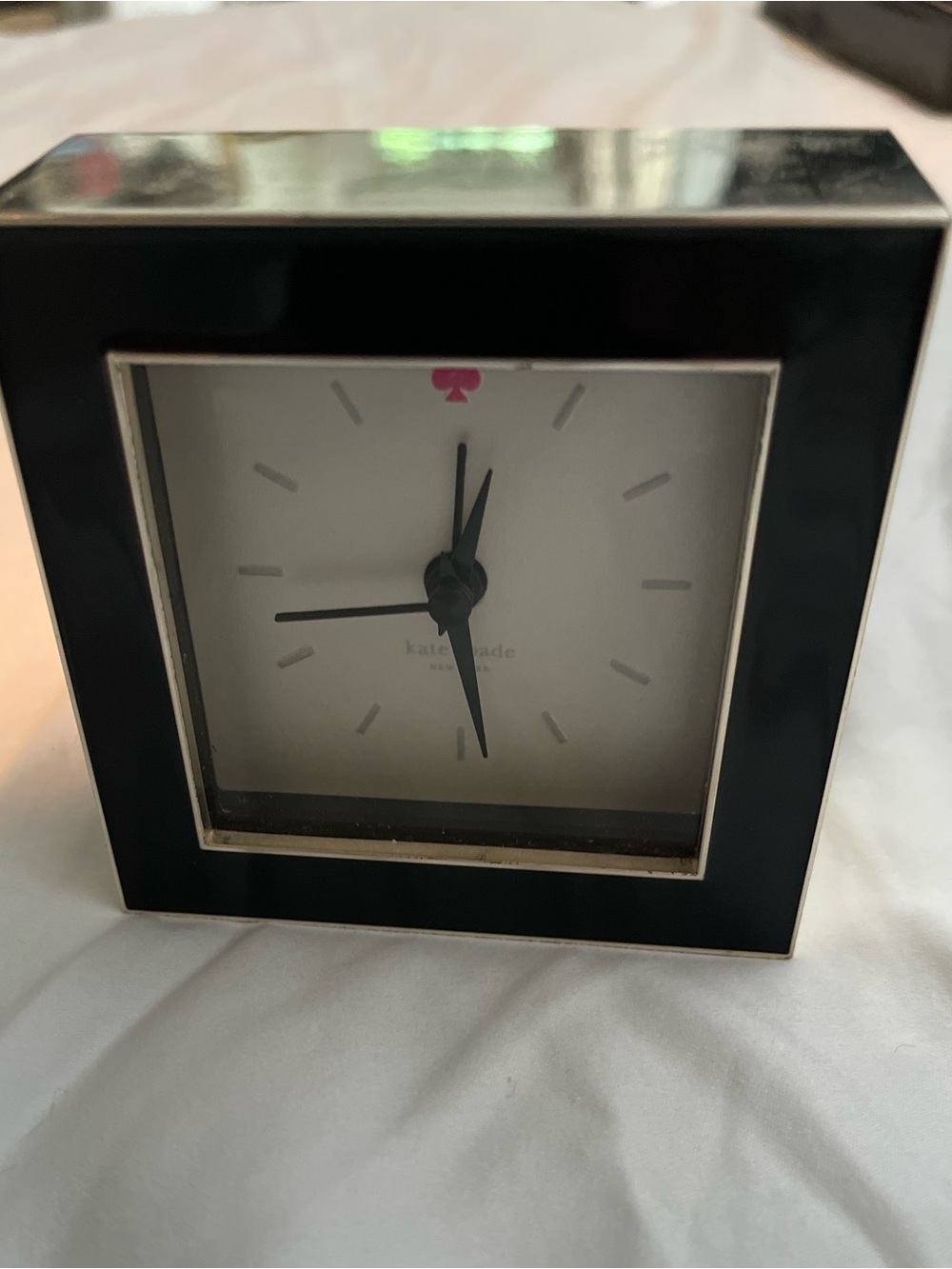 Kate Spade Lenox Cross Pointe Black Clock Silver plated 3.5”